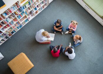 Children listening a fairy tale