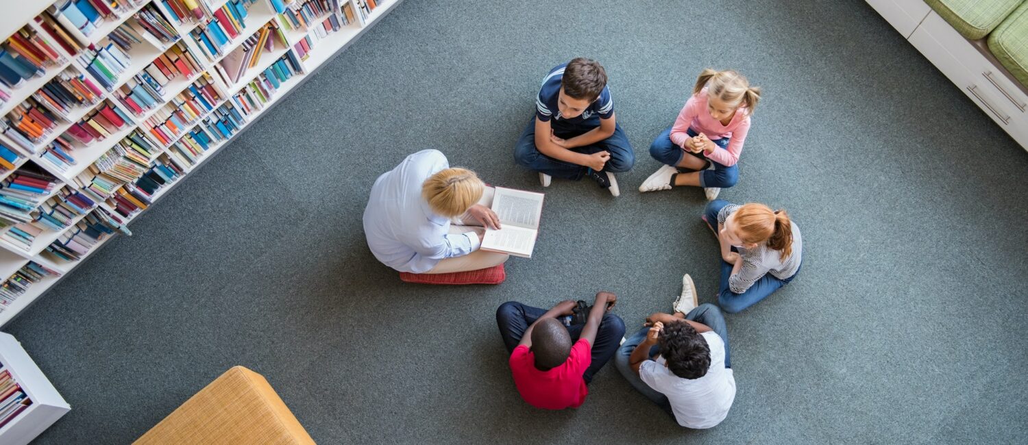 Children listening a fairy tale